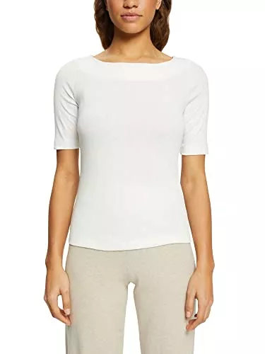 ESPRIT T-Shirts ESPRIT Pointelle-T-Shirt in Gerippter Optik