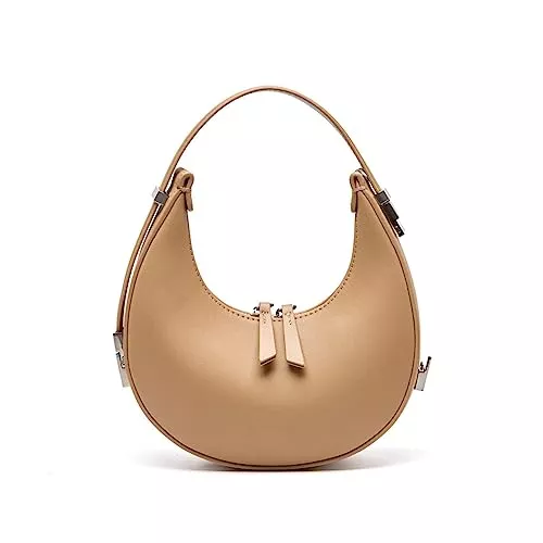 Vannida Taschen & Rucksäcke 2023 Neue Damen Echtes Leder Schulter Griff Unterarm Halbmond Tasche, Y2k Modische Einstellbare Mond Tasche Mit Griff.