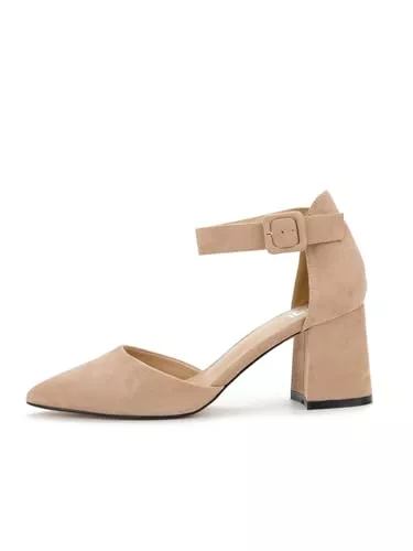 Rio Fiore High Heels Rio Fiore Damen Pumps, Schwarz/Grau/Marineblau/Weinrot/Taupe/Dunkelgrün/Fuchsie/Violett/Koralle, 7.5cm Blockabsatz, Extra-Komfort, Damen Pumps mit Riemen, Wildlederimitat, Riemchenpumps, H1877-A0142