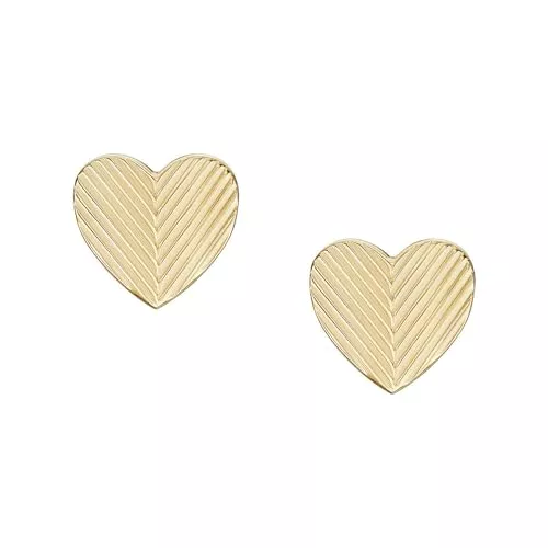 Fossil Schmuck Fossil Damenohrstecker Harlow Linear Texture Heart Edelstahl goldfarben, JF04654710