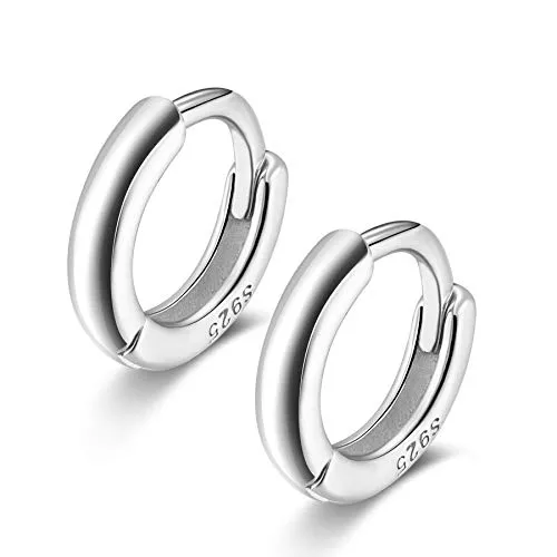 Candyfancy Schmuck Creolen Silber 925 Damen Herren Ohrringe Klein Klappcreolen Knorpel Helix Ohrpiercing Einfach Kreolen Huggie Hoops Earrings Frauen 7-12mm