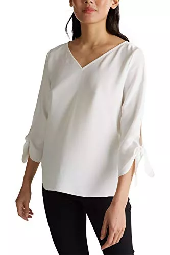 ESPRIT Langarmblusen Esprit Collection Stretch-Bluse mit offenen Kanten