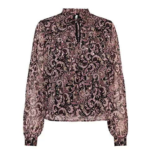 JdY Langarmblusen JDY Damen Langarm Bluse Print Paisley Muster V-Neck Business Tunika Top Elegantes Oberteil JDYEMILY