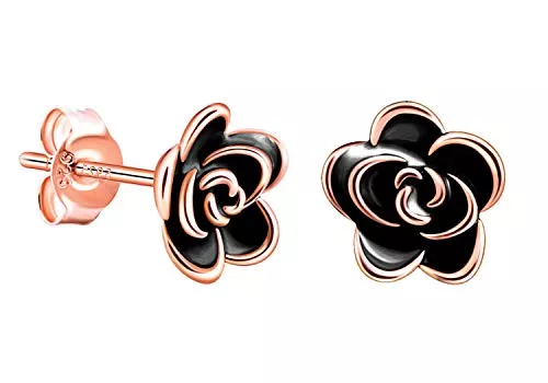 Unendlich U Schmuck Unendlich U Damen Fashion 925 Sterling Silber Ohrstecker Rose Blume Ohrringe Earrings Ohrschmuck Allergenfrei Weihnachtsgeschenke