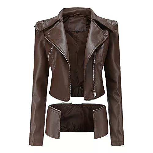 hehiy Jacken hehiy Femmes en Cuir Blazer Manteau Ruth Femme Bronzer Aménagée Classique Hip Longueur Veste Lederjacke Mit Kapuze Damen Bomberjacke Damen Rot Winterjacke Damen Schwarz Leder S/M/L/Xl/5Xl