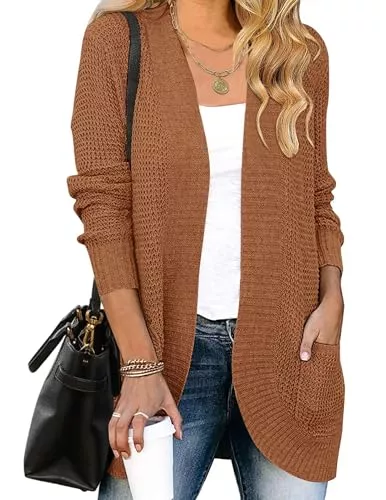 ZESICA Strickjacken ZESICA Damen 2023 Langarm Open Front Casual Leicht Weich Strick Cardigan Pullover Oberbekleidung
