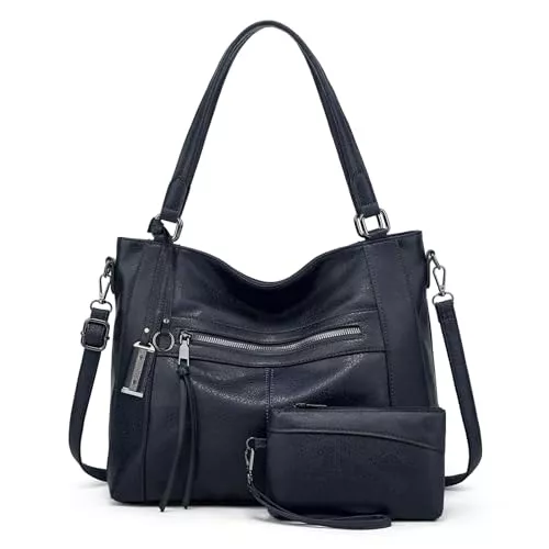 BAIGIO Taschen & Rucksäcke BAIGIO 2-teilige Handtaschen Damen Umhängetasche Groß Shopper Taschen PU Leder Schultertasche Tragetasche Henkeltasche Geschenk Tote Bag Set mit Geldbörse Reißverschluss für Büro Einkauf Reise