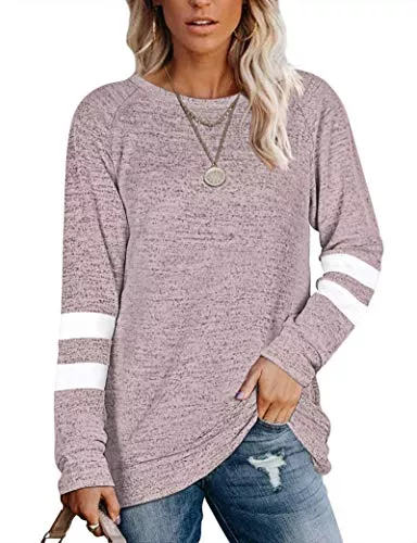 MOLERANI Langarmshirts MOLERANI Damen Langarm Rundhals Freizeit T Shirts Blusen Sweatshirts Tunika Tops für den Winter