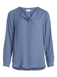 Vila Langarmblusen Vila Lucy Long Sleeve V-Neck Button Shirt