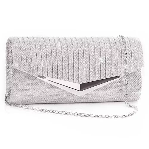 Larcenciel Taschen & Rucksäcke Larcenciel Damen Clutch, Glitzer Abendtasche mit Abnehmbarer Kette, Elegant Envelope Handtasche, Pailletten Umhängetasche