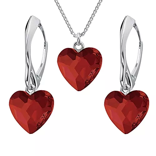Panda-Jewellery Schmuck Panda-Jewellery 925-Sterling Silber Schmuck-Set mit Marken Kristalle - Herz - Viele Farben - Ohrhanger für Frauen - Halskette mit Anhänger - Schmuck Für Damen mit Geschenkbox