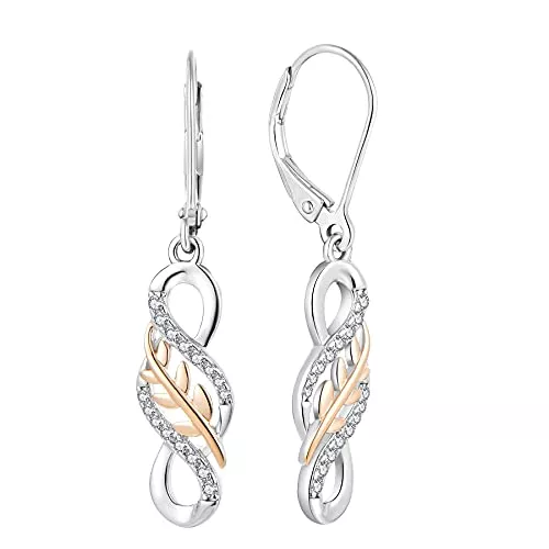 JO WISDOM Schmuck JO WISDOM Damen Hängende Ohrringe Unendlichkeit infinity Blatt Silber 925 mit 3A Zirkonia Kristall,Schmuck für Frauen