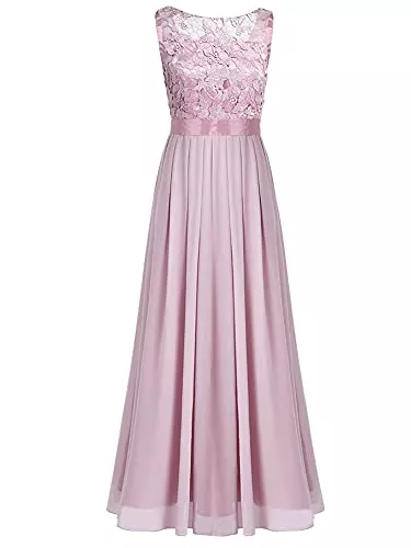 iEFiEL Abendkleider iEFiEL Damen Kleid Festliche Kleider Brautjungfer Hochzeit Cocktailkleid Chiffon Faltenrock Elegant Langes Abendkleid Partykleid
