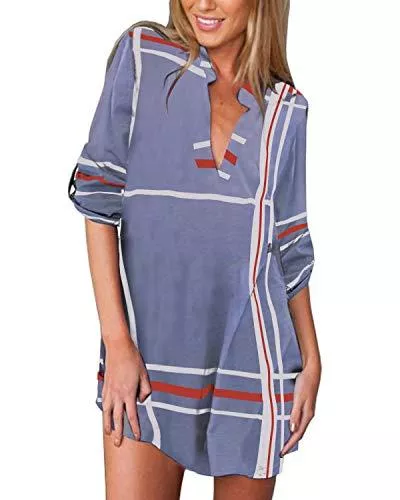 ZANZEA Langarmblusen ZANZEA Damen V-Ausschnitt Chiffon Langarm Slim Oversize T-Shirt Bluse Lose Tops