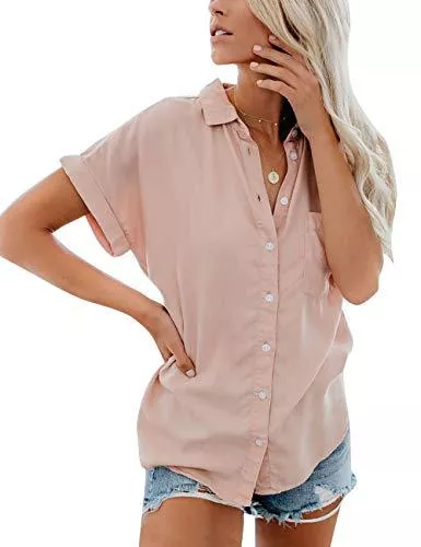 Yieune Kurzarmblusen Yieune Damen Bluse Langarm V-Ausschnitt Elegant Blumen Hemd Casual Oberteile Tops