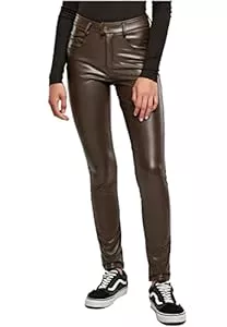 Urban Classics Hosen Urban Classics Ladies Mid Waist Synthetic Leather Pants, Damen Kunstlederhose, erhältlich in vielen verschiedenen Farben, Größen 26 bis 34