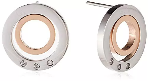 GUESS Schmuck Guess Damen-Ohrstecker STUD CIRCLES Edelstahl Kristall One Size Bicolor 32011718