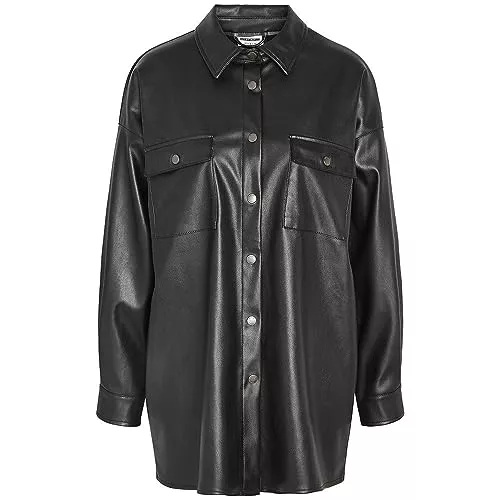Noisy may Langarmblusen Noisy may Damen Nmflanny L/S Oversize Pu Shirt Noos Langarmbluse