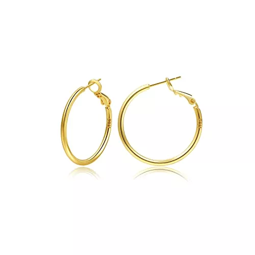 MOROTOLE Schmuck Creolen aus Sterling Silber,Gold Silber große Creolen für Damen 14 Karat echt Vergoldet Große Dünne Creolen Hypoallergen Kreis Endlose Creolen, 20/30/40/50/60/70 mm für Mädchen