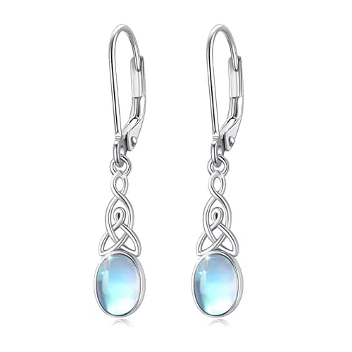 MEDWISE Schmuck Regenbogen Mondstein/Türkis/Opal/Bernstein Tropfen Ohrringe Edelsteine Ovale Lünette Set 925 Sterling Silber Leverback Creolen für Frauen Teen mit Schmuck Ohrringe Geschenkbox