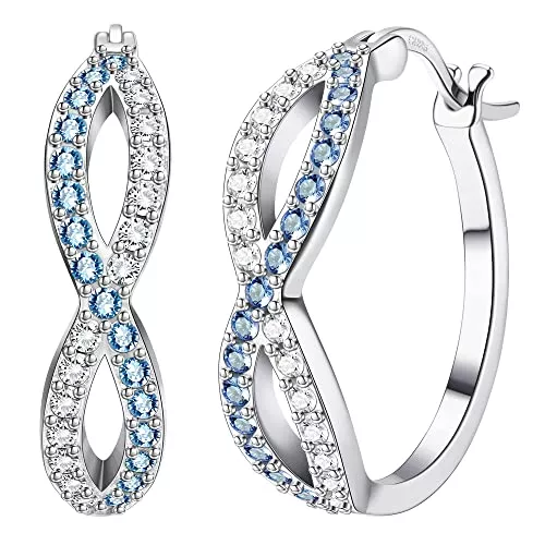 Krfy Schmuck KRFY Ohrringe Creolen aus 925 Silber mit Zirkonia, 18 Karat Weißgold Huggie-Creolen für Damen Verdrehte Creolen Hypoallergen Creolen für Frauen und Mädchen