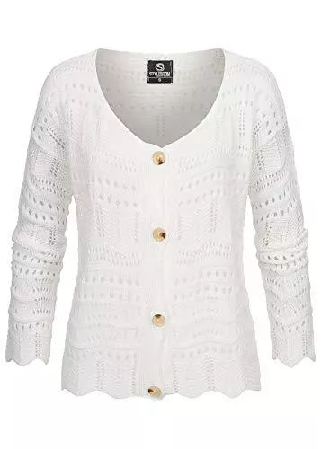 Styleboom Fashion® Strickjacken Styleboom Fashion Damen kurzer Grobstrick Cardigan Lochmuster