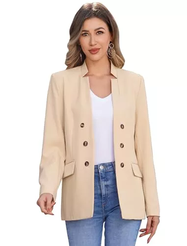 Odizli Blazer Odizli Damen Elegant Einfarbig Stehkragen Knopf Langarm Blazer Jacke mit Tasche