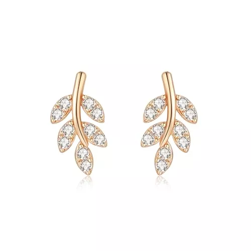 LOVANS Schmuck LOVANS Ohrringe Silber 925 Roségold Blätter Zweig Ohrstecker Ohrringe mit Zirkonia Geschenk für Frauen Damen Mädchen Hochzeiten Geburtstag Jahrestag