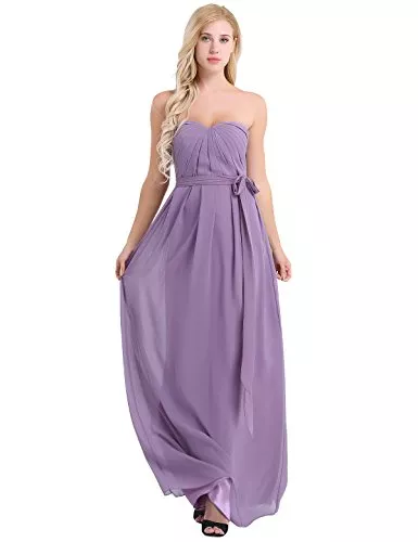 iEFiEL Abendkleider iEFiEL Elegant Damen Kleider festlich Cocktailkleid Chiffon Maxikleid Lang Brautjungfernkleid Abenkleider für Hochzeit Gr. 34-44