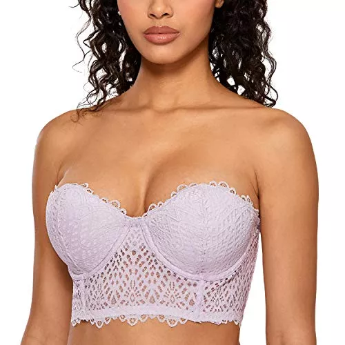 DOBREVA Unterwäsche & Dessous DOBREVA Damen Gepolstert Trägerloser Bügel-BH Bustier Top mit Spitze