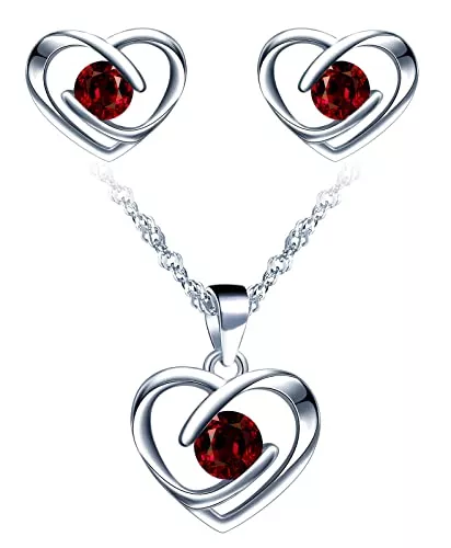 Yumilok Schmuck Yumilok Damen Schmuckset Silber 925 Hochzeit Brautschmuck Set Zirkonia Kette Ohrringe Silber 925 Sterling Silber Schmuck Set für Frauen