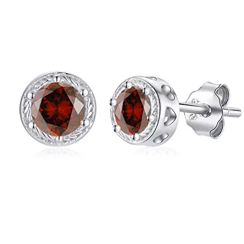 Qings Schmuck Qings 12 Geburtsstein Ohrringe Damen Birthstone Ohrstecker Edelstein Silber 925 Kleine Runde Zirkonia Ohrstecker mit Geburtsstein Geburtstag Muttertag Geschenk für Mama Damen