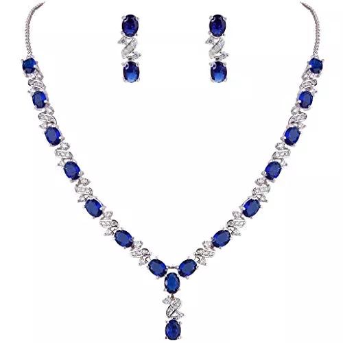 Clearine Schmuck Clearine Damen Elegant Delicate Cubic Zirconia Unendlichkeit Y-Form Halskette Dangle Ohrringe Set