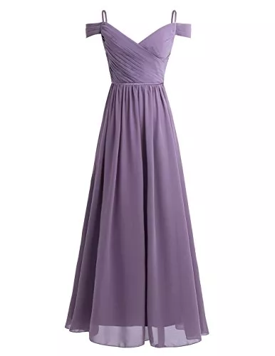 iEFiEL Abendkleider iEFiEL Elegant Damen Kleider festlich Cocktailkleid Chiffon Maxikleid Lang Brautjungfernkleid Off-Shoulder Abenkleider für Hochzeit Gr. 36-46