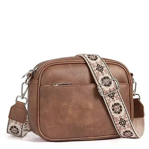CLUCI Taschen & Rucksäcke CLUCI Umhängetasche Damen, Crossbody Bag Damen Breiter Gurt PU Leder, Handtasche zum Umhängen, Schultertasche für Frauen mit einstellbarem breitem Riemen
