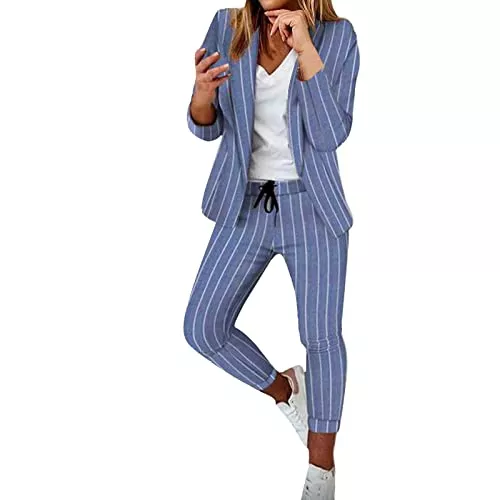 Generic Kostüme Hosenanzug Damen Gutschein Elegant Business Anzug Set Revers Zweiteiler Freizeitanzug Damen Sommer Slim Fit Hosenanzug Damen Business Hochwertig Modern Hosenanzug Streetwear Overall Freizeitanzug