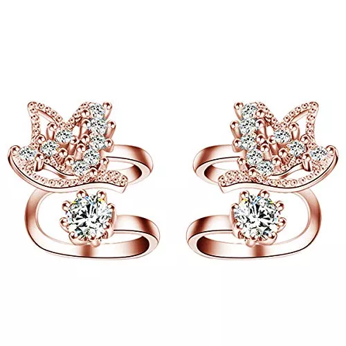 Ditz Schmuck Ditz Ohrklemme 925 Silber Vogel mit Zirkonia Fake Piercing Ring