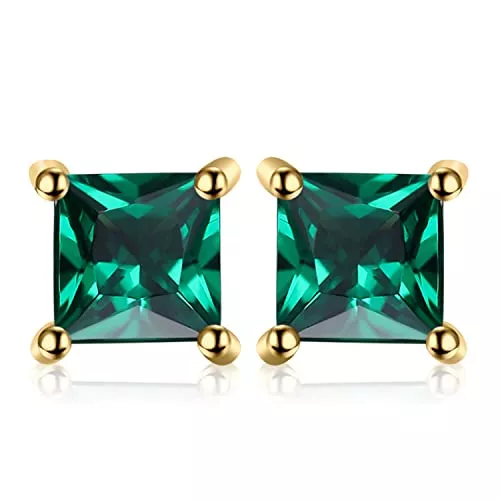 JewelryPalace Schmuck JewelryPalace Quadrat Schliff Echt Edelstein Ohrstecker Silber 925 Damen, Schmuck Set, Ohrringe Silber Geburtsstein Mädchen, Ohrstecker Silber klein mit Stein Frauen Rosegold Gold