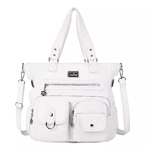 Angel Kiss Taschen & Rucksäcke Angel Kiss Handtasche Damen Schultertasche Multifunktionale Umhängetaschen Gewaschenes Veganes Leder Wasserdicht mit Reißver Schlusstaschen