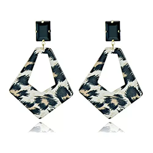 coadipress Schmuck coadipress Geometrische Acryl-Ohrringe für Damen, Leoparden-Ohrringe, leicht, meliert, Acetat, Statement-Ohrringe, Modeschmuck