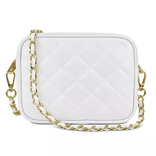 Parubi Taschen & Rucksäcke Parubi Kleine Umhängetasche, Echtes Leder Matelassé, Gepolsterte Umhängetasche, Geflochtene Tasche, Umhängetasche mit Goldener Kette für Frauen und Mädchen (Model Nora)