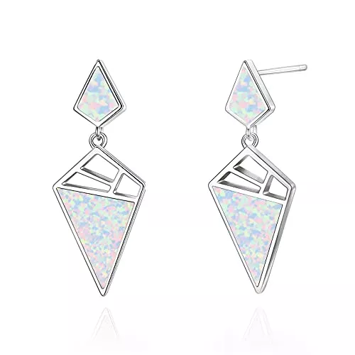 YFN Schmuck YFN Opal Ohrringe Sterling Silber Geometrische Ohrringe Tropfen Ohrringe Weiß/Blau/Rosa/Abalone Ohrringe Geschenk für Frauen Mädchen