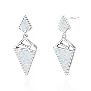 YFN Schmuck YFN Opal Ohrringe Sterling Silber Geometrische Ohrringe Tropfen Ohrringe Weiß/Blau/Rosa/Abalone Ohrringe Geschenk für Frauen Mädchen