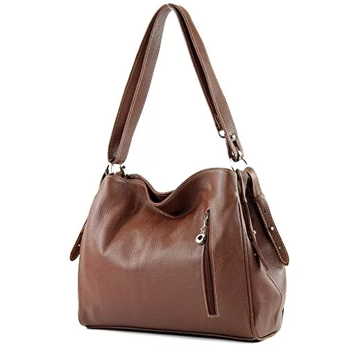 modamoda de Taschen & Rucksäcke modamoda de - T119 - ital Schultertasche Umhängetasche aus Leder