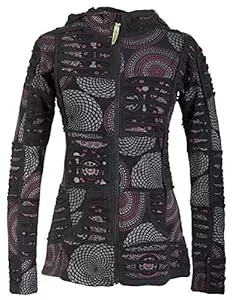 Vishes Jacken Vishes - Alternative Bekleidung - Kurze Damen Patchworkjacke Baumwolle Zipfelkapuze Cutwork Unikat