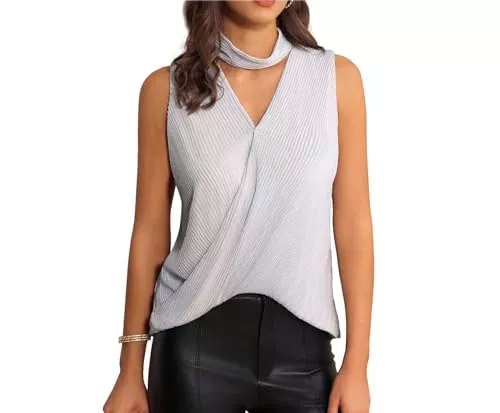 GRACE KARIN Ärmellose Blusen GRACE KARIN 2024 Damen Ärmelloses Glänzendes Tank Top Elegant Neckholder Sequin Tunika Weste Sparkle Party Top