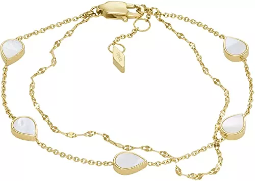 Fossil Schmuck FOSSIL Damen-Gliederarmband Teardrop Perlmutt weiß, JF04317710