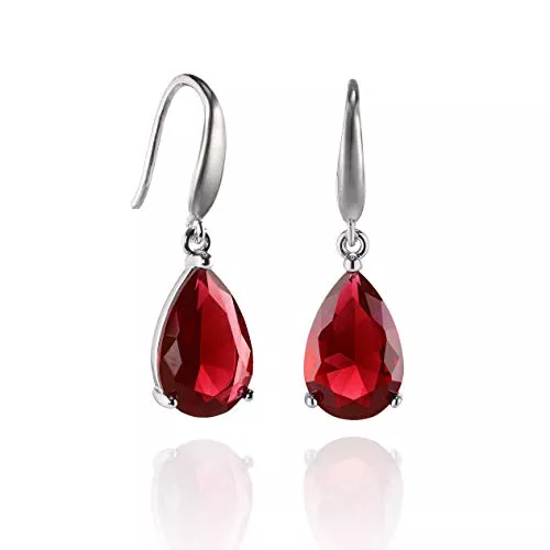 namana Schmuck Namana Tropfen-Ohrringe für Damen, erhältlich mit blauen, roten, grünen, himmelblauen, pink oder weißen Steinen im Birnenschliff, hängende Ohrringe mit Geschenkbox