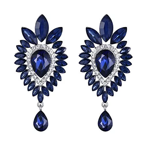 Clearine Schmuck Clearine Damen Ohrringe Tribal Ethnic Kristall Teardrop Halo Chandelier baumeln