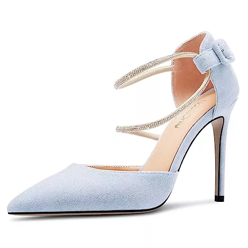 NobleOnly High Heels NobleOnly Damen Hoher High Stiletto Absatz Heel Spitze Zehenkappe Two-Piece Diamant Kristall Pumps Abschlussball Glitzer Dress Schuhe 10 cm Heels